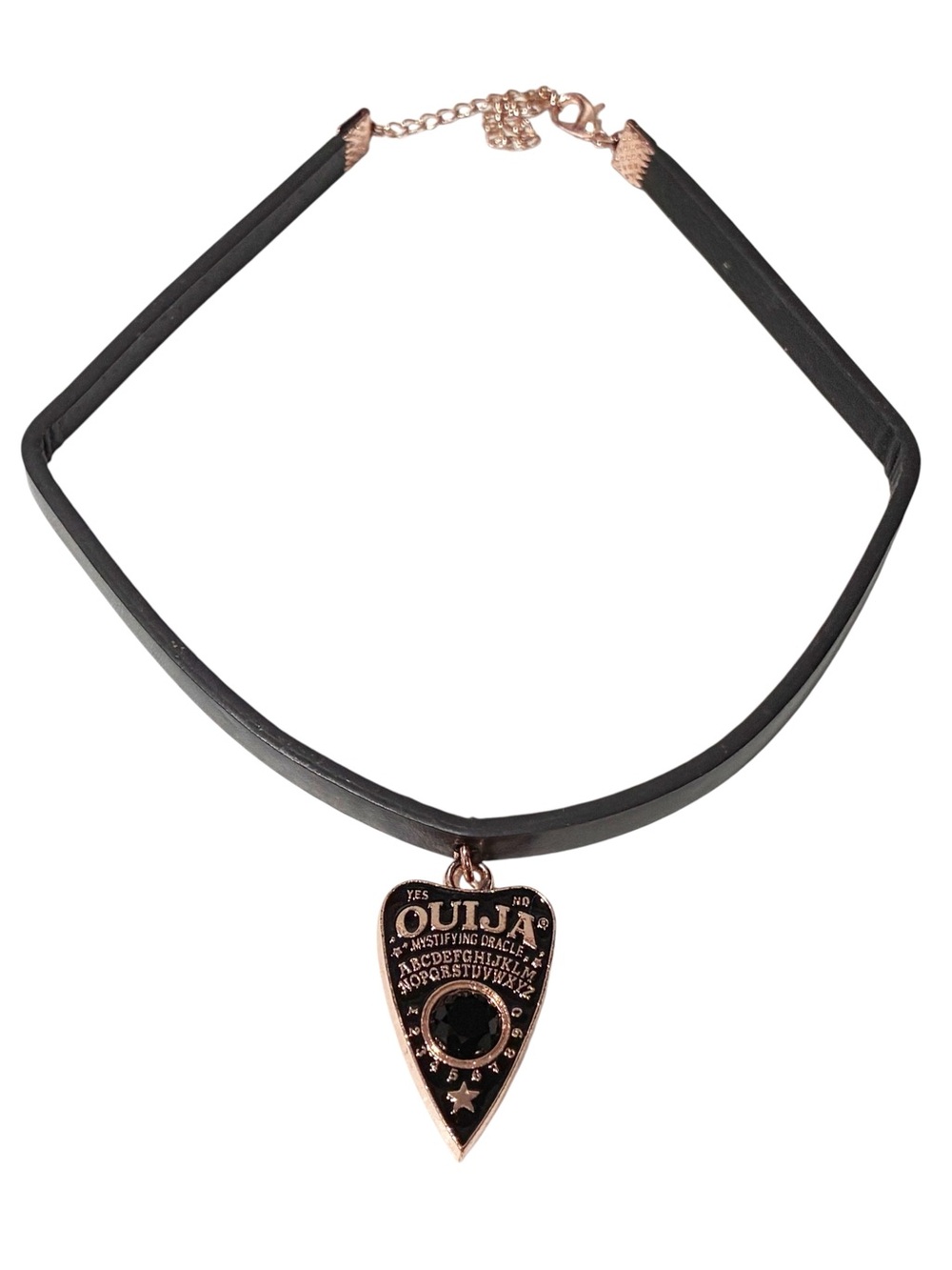 Hasbro Ouija Board Rose Gold Black Faux Leather Choker Necklace